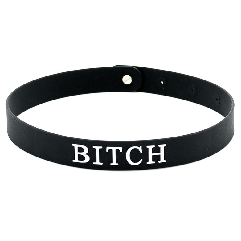 "Bitch" Black Silicone Collar
