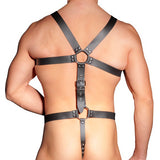 Mens Leather Adjustable Harness With Cock Ring