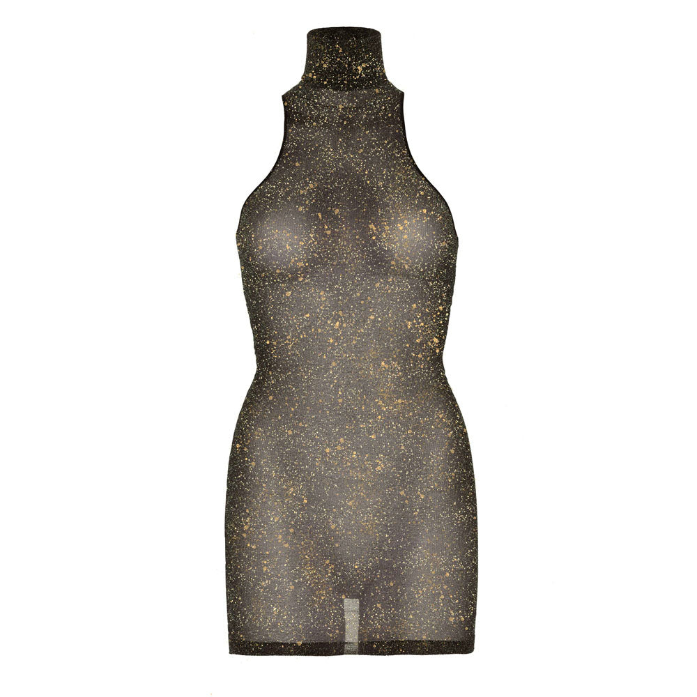 Leg Avenue Lurex Spandex Mini Dress Gold UK 6 to 12